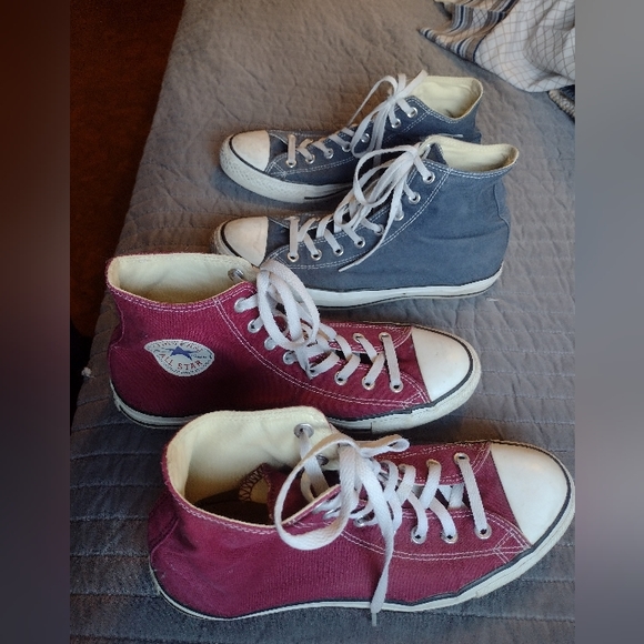 Lot of 2/ 2 Pairs of Converse All Stars Size 9.5 Navy Blue and Maroon - Picture 5 of 7
